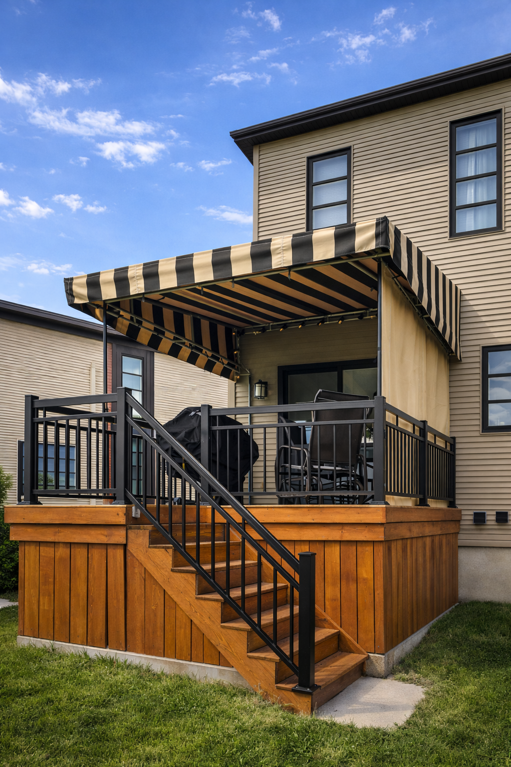 Terrasse extérieure aménagée pour profiter des soirées d'été